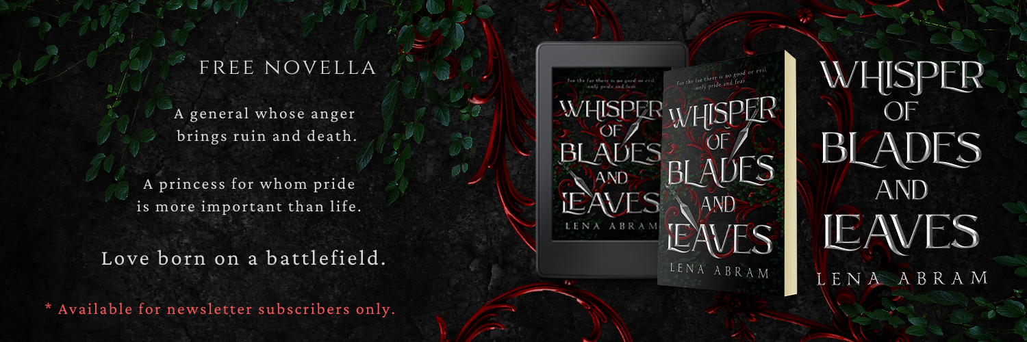 Faelands Epic Romantasy Series Novella: Whisper of Blades and Leaves by Lena Abram - Banner